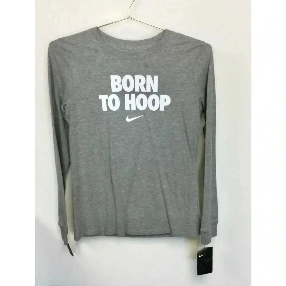 NWT Nike Women's Heather‎ Gray Standard FitBorn To Hoop Basketball T-Shirt Small